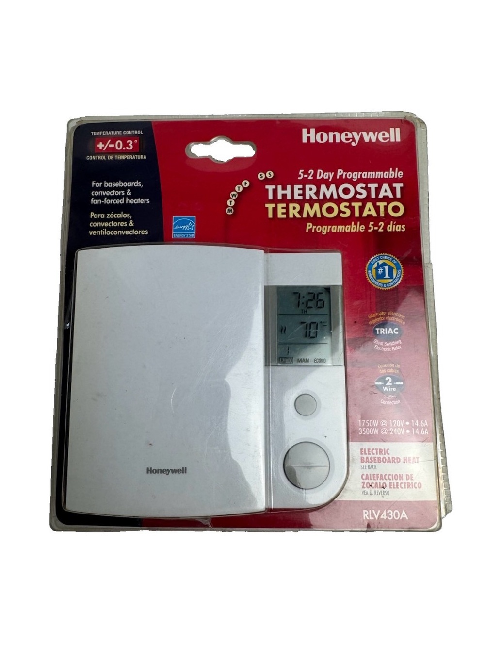 Honeywell Home RLV430A Programmable Electric BaseboardHeat Thermostat New